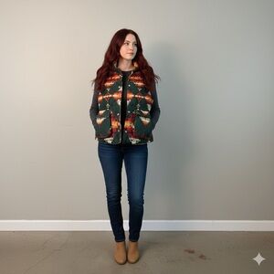 Vintage Ralph Lauren Denim & Supply Aztec Reversible Puffer Vest Jacket Size S